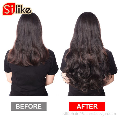 Wholesale Soft Long 24 inch Brown Black Heat Resistant Fiber Wavy Clip in Hair Extension One Piece Synthetic Hair Extensions